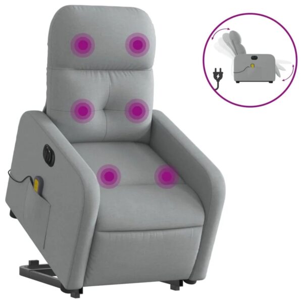 vidaXL Elektrischer Massagesessel mit Aufstehhilfe Hellgrau Stoff Modell 14