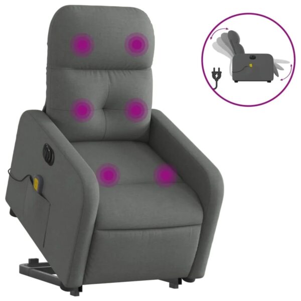 vidaXL Elektrischer Massagesessel mit Aufstehhilfe Dunkelgrau Stoff Modell 13