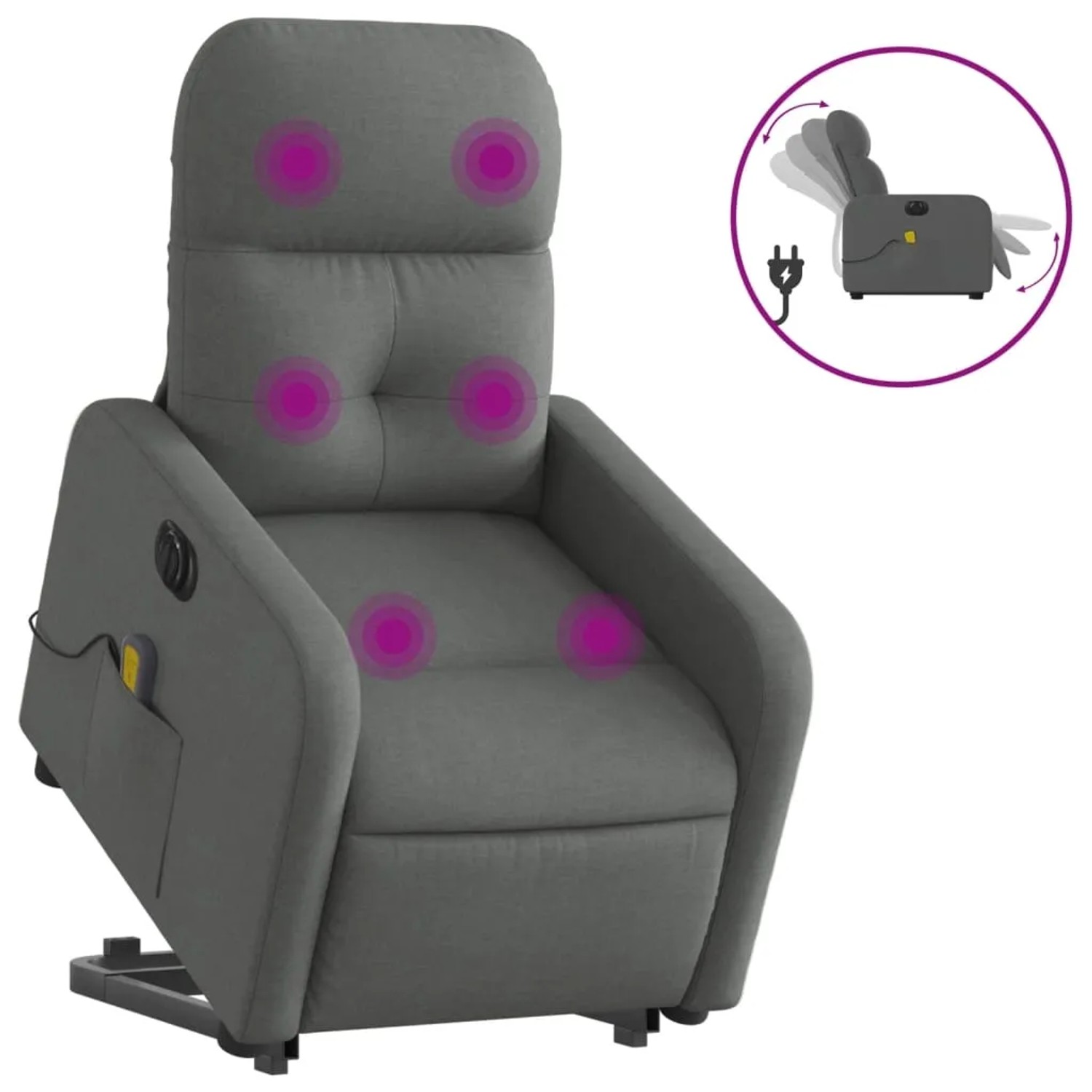 vidaXL Elektrischer Massagesessel mit Aufstehhilfe Dunkelgrau Stoff Modell 13