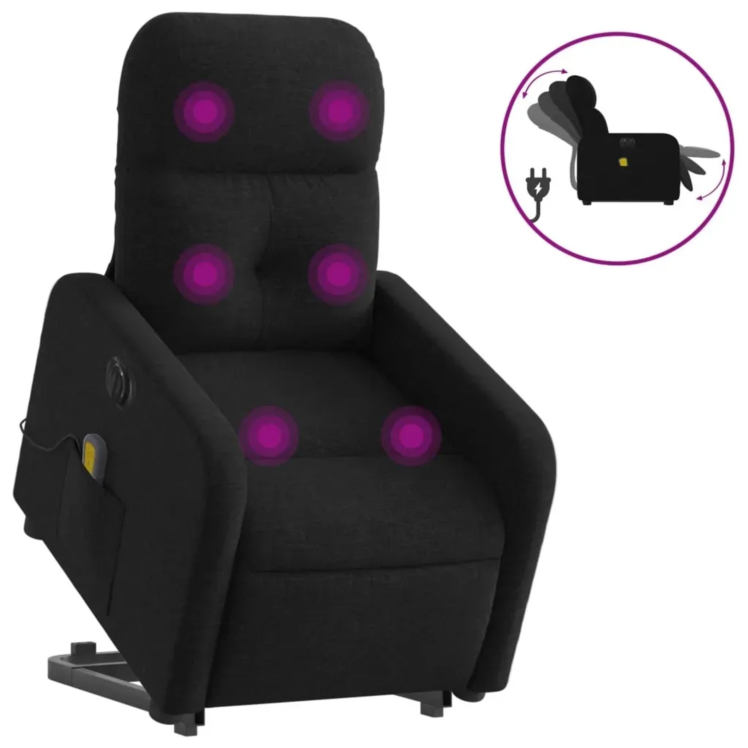 vidaXL Elektrischer Massagesessel mit Aufstehhilfe Schwarz Stoff Modell 13