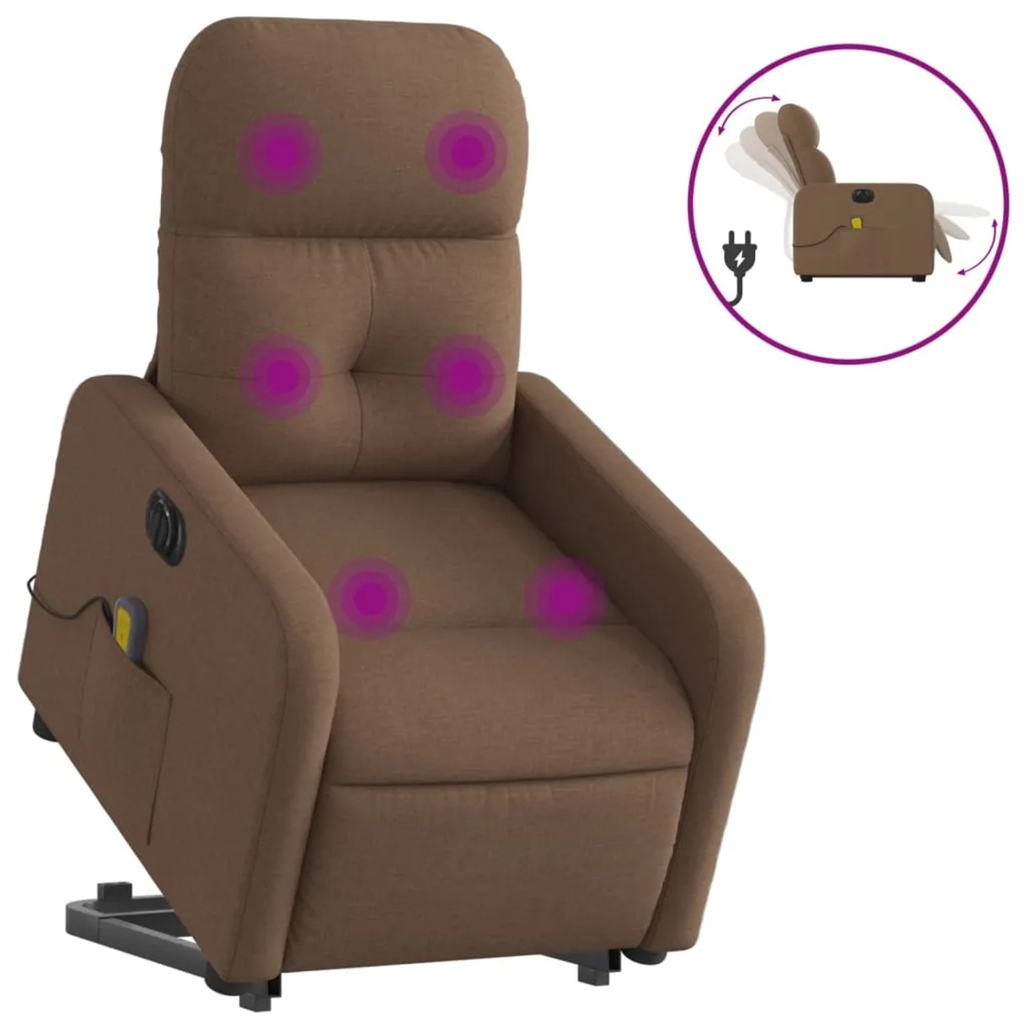 vidaXL Elektrischer Massagesessel mit Aufstehhilfe Braun Stoff Modell 12