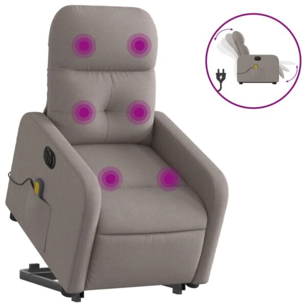 vidaXL Elektrischer Massagesessel mit Aufstehhilfe Taupe Stoff Modell 12