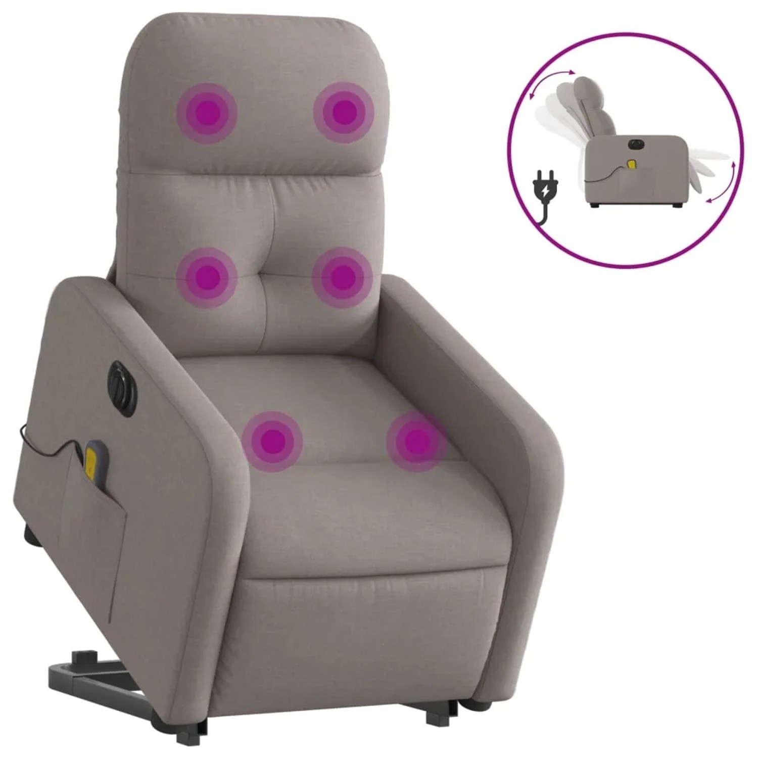 vidaXL Elektrischer Massagesessel mit Aufstehhilfe Taupe Stoff Modell 12