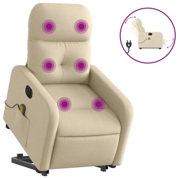 vidaXL Elektrischer Massagesessel mit Aufstehhilfe Creme Stoff Modell 12