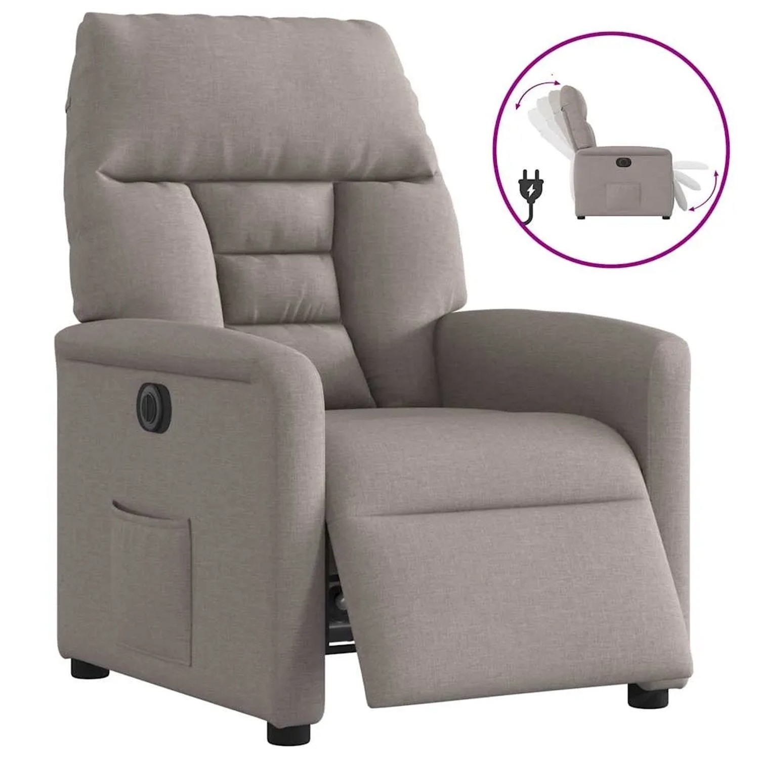 vidaXL Relaxsessel Elektrisch Taupe Stoff 3303019