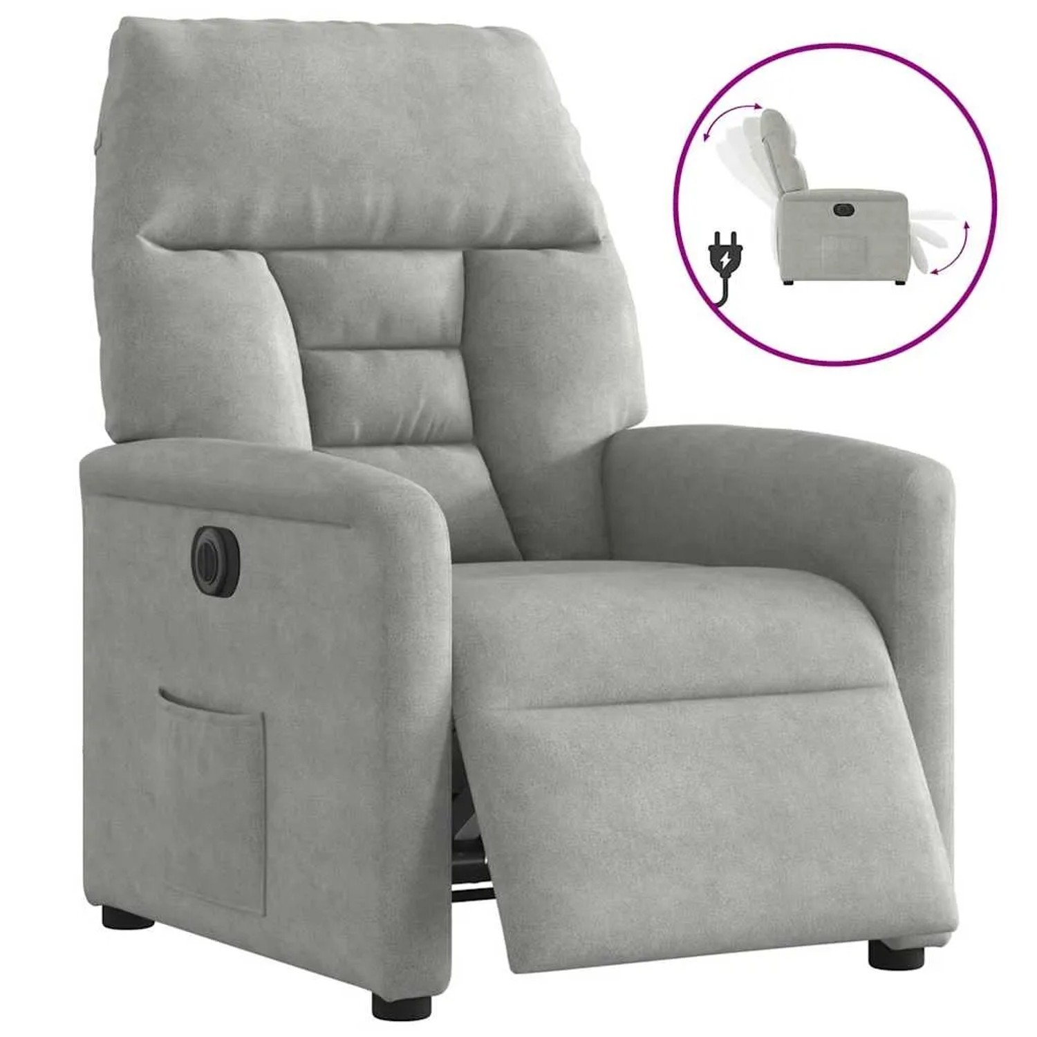 vidaXL Relaxsessel Elektrisch Hellgrau Mikrofasergewebe 3303074
