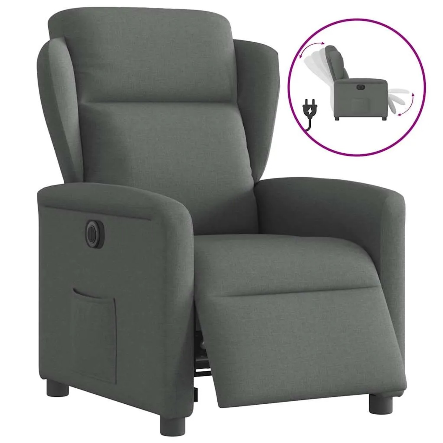 vidaXL Relaxsessel Elektrisch Dunkelgrau Stoff 3303115