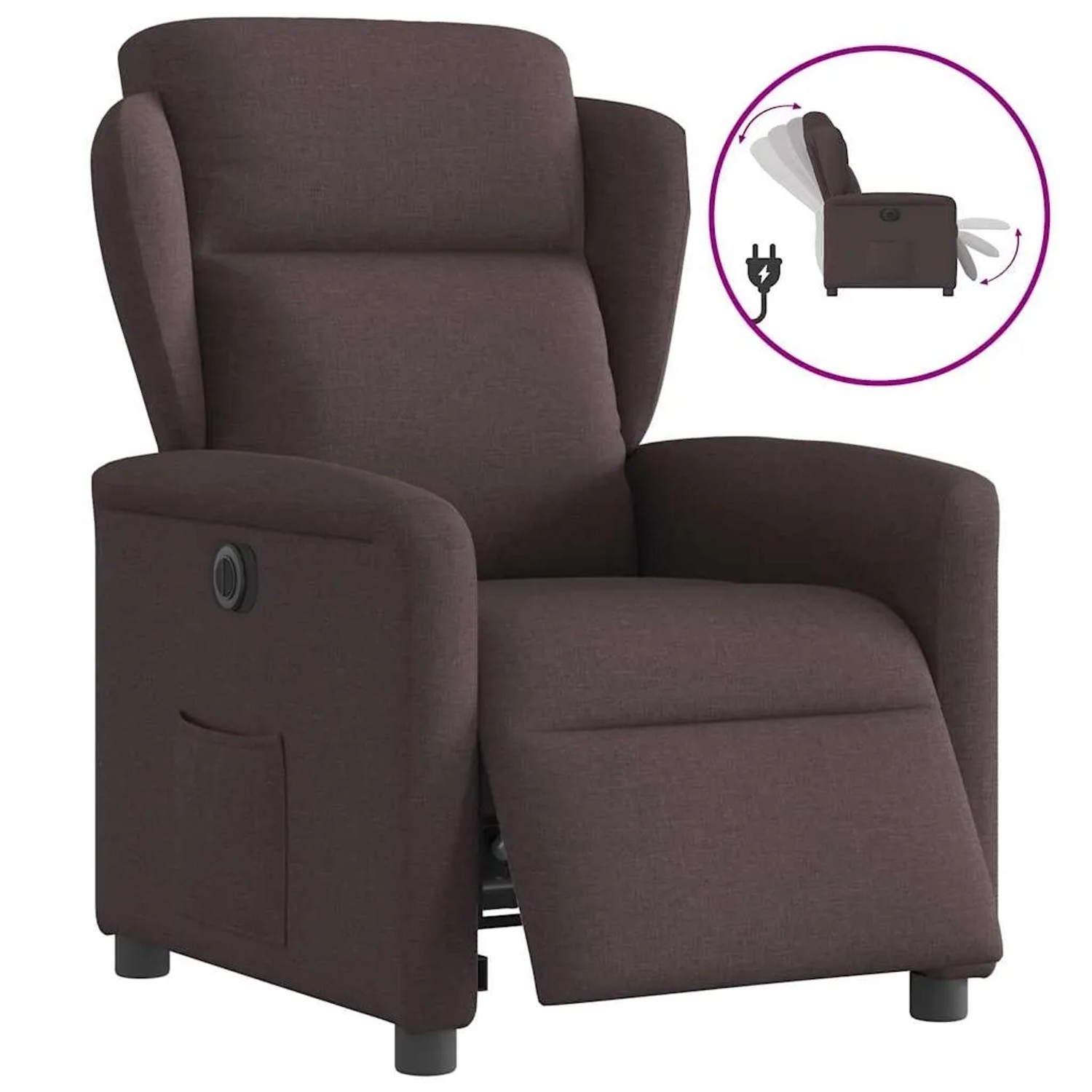 vidaXL Relaxsessel Elektrisch Dunkelbraun Stoff 3303119