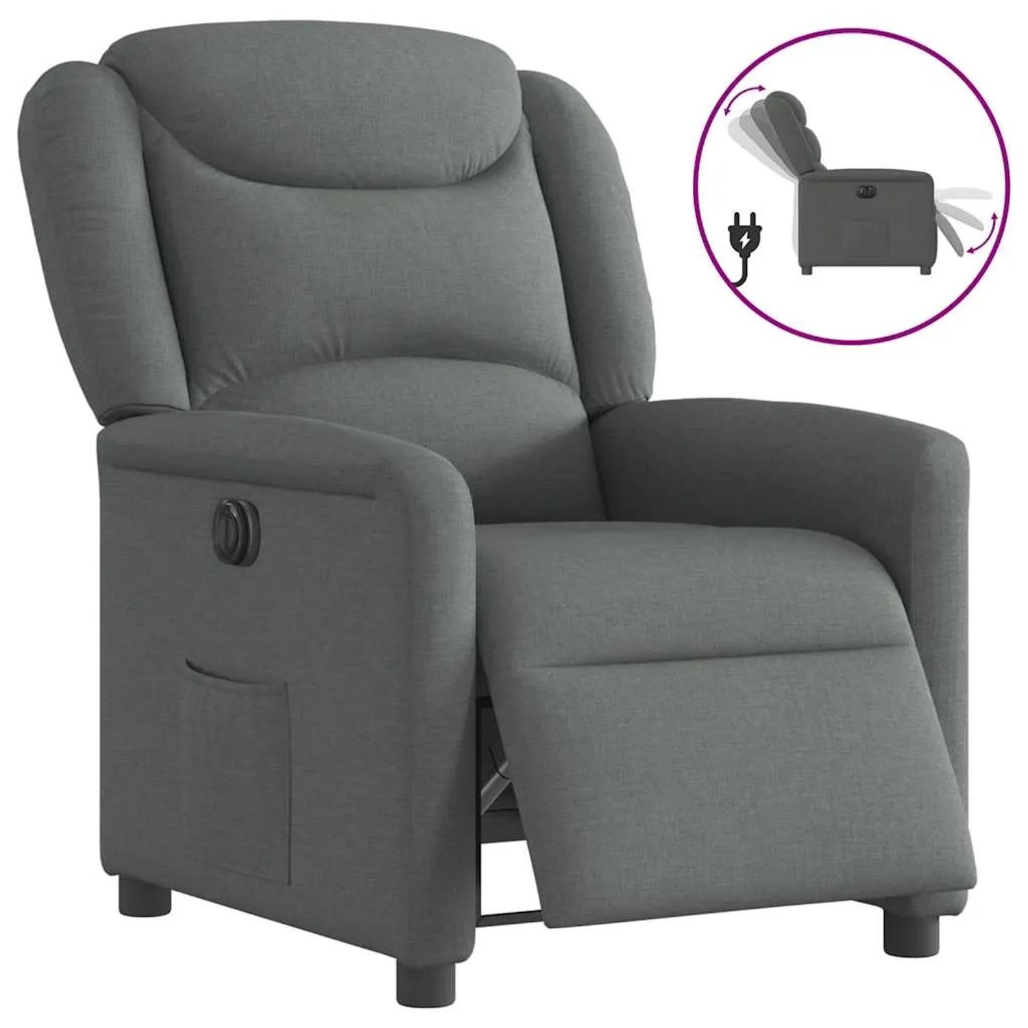 vidaXL Relaxsessel Elektrisch Dunkelgrau Stoff 3303175