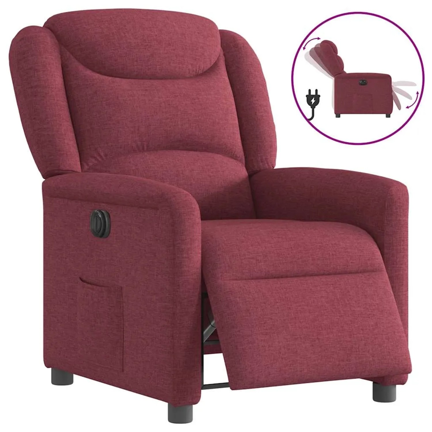 vidaXL Relaxsessel Elektrisch Weinrot Stoff 3303177