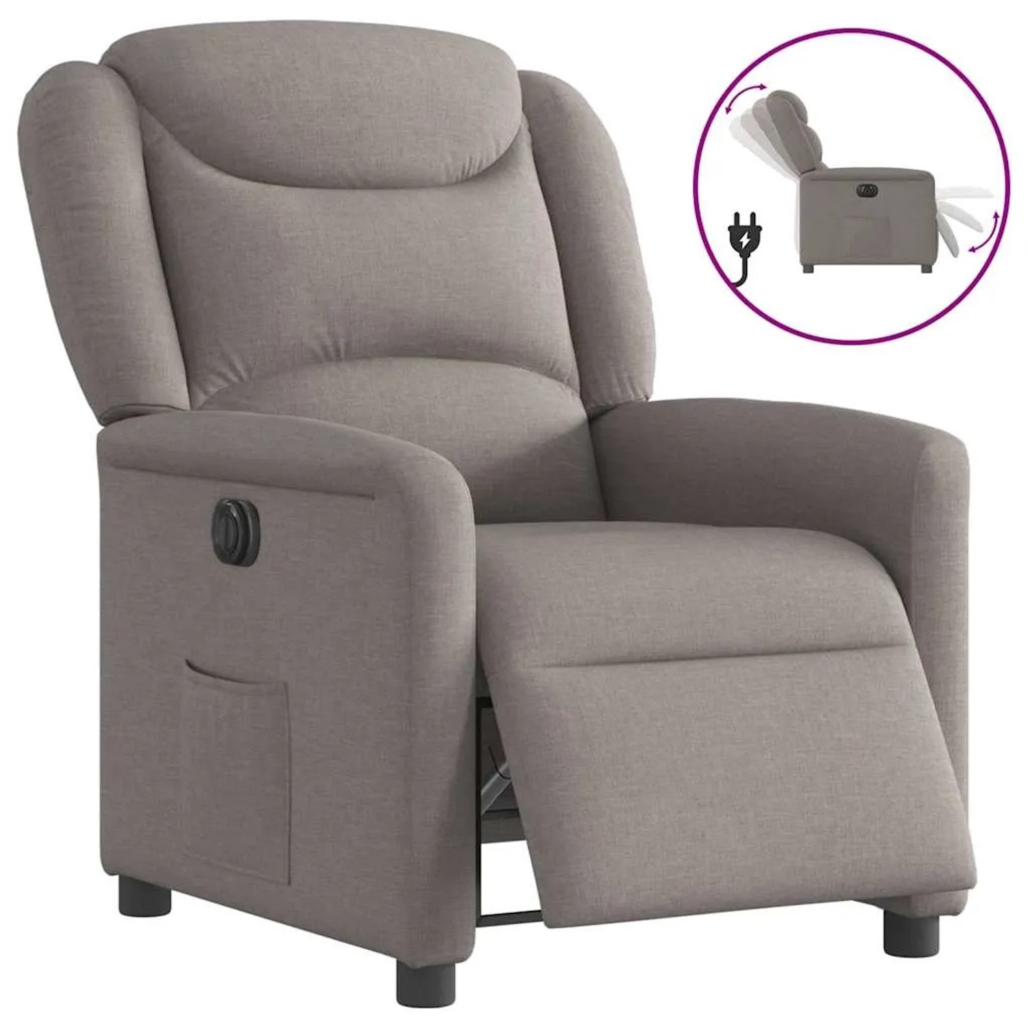 vidaXL Relaxsessel Elektrisch Taupe Stoff 3303181