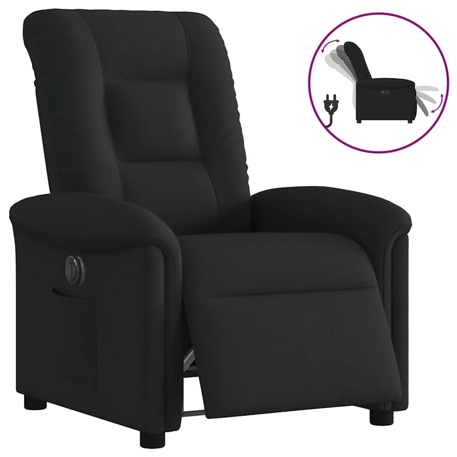 vidaXL Relaxsessel Elektrisch Schwarz Stoff 3303236