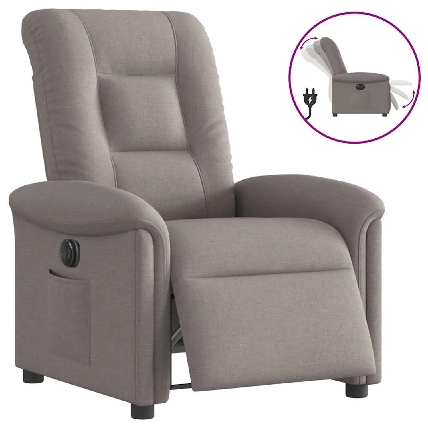 vidaXL Relaxsessel Elektrisch Taupe Stoff 3303241