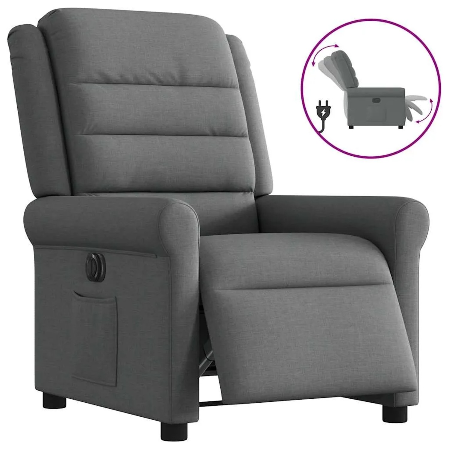 vidaXL Relaxsessel Elektrisch Dunkelgrau Stoff 3303295