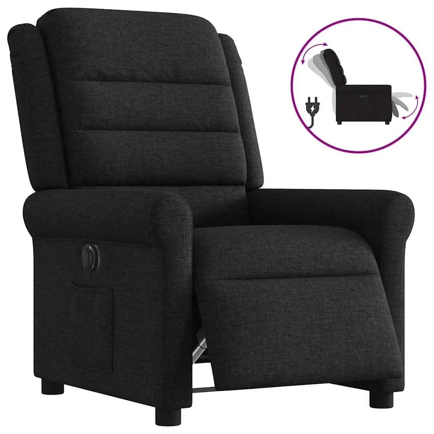 vidaXL Relaxsessel Elektrisch Schwarz Stoff 3303296