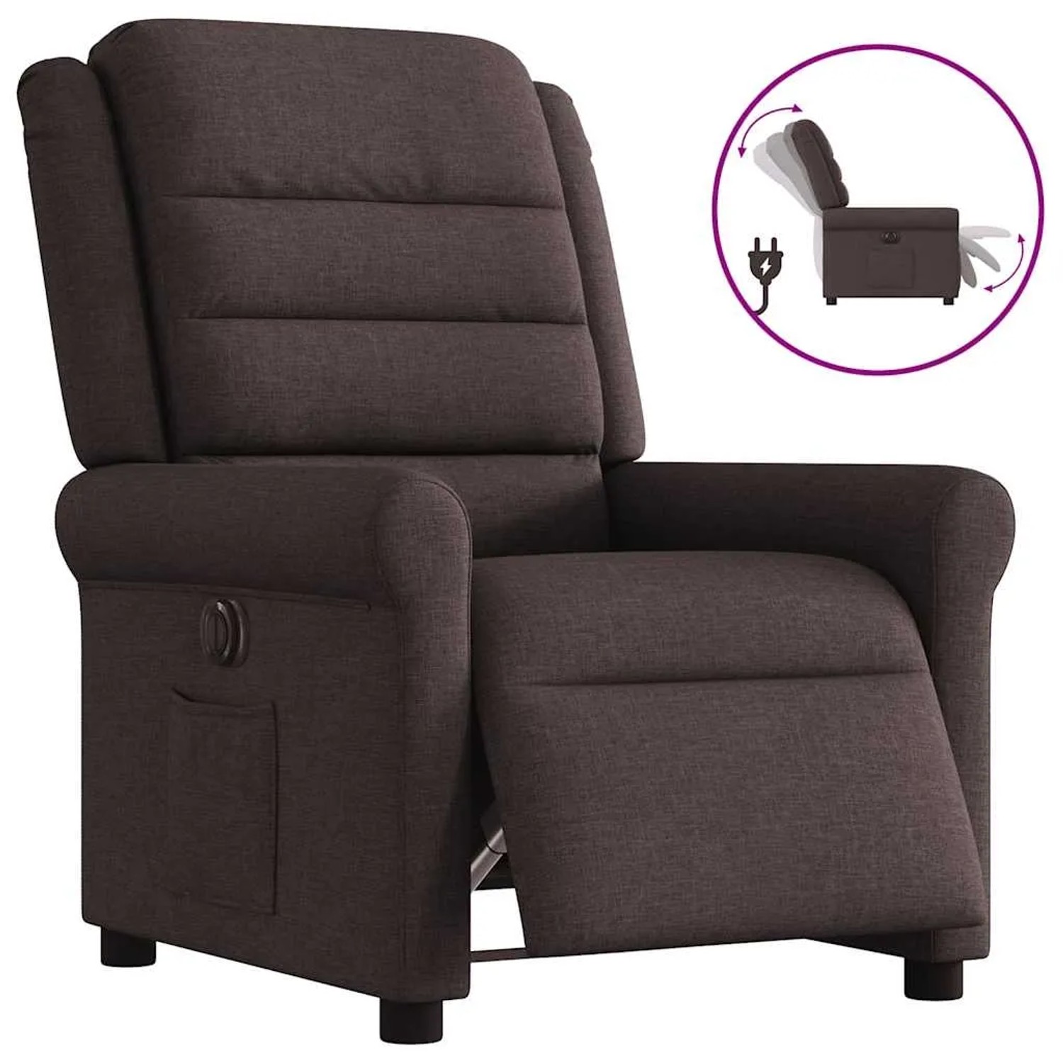 vidaXL Relaxsessel Elektrisch Dunkelbraun Stoff 3303299