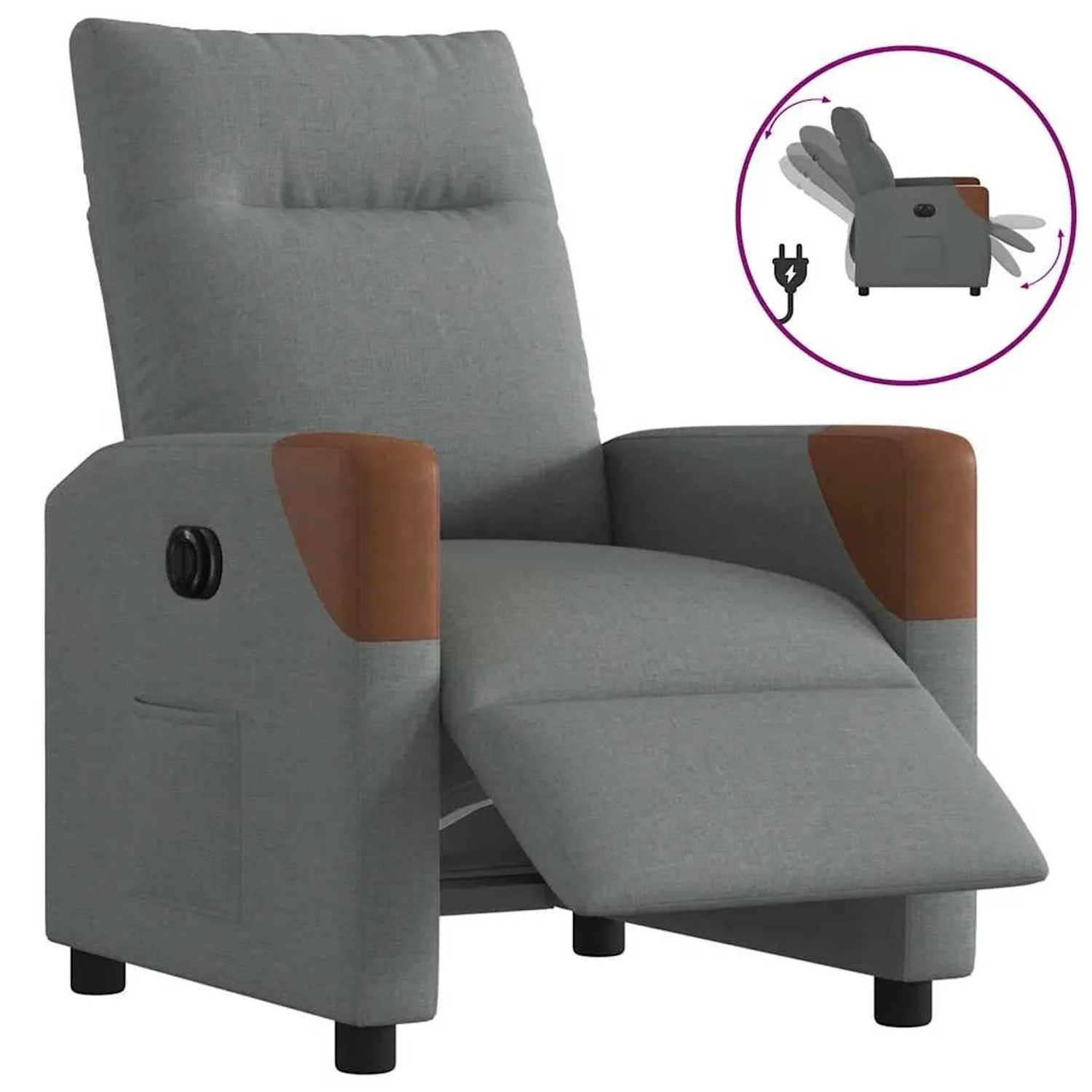 vidaXL Relaxsessel Elektrisch Dunkelgrau Stoff 3323991