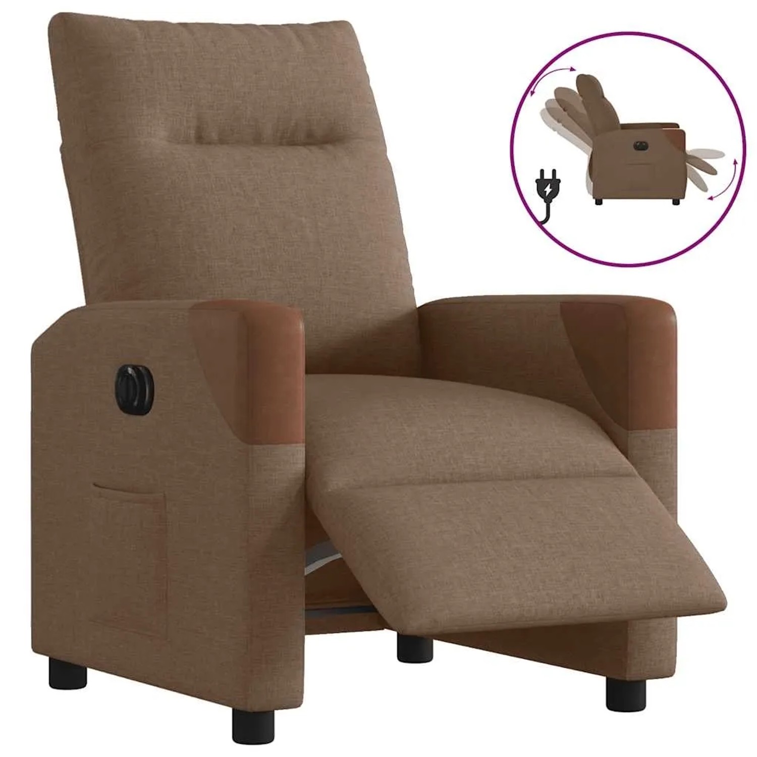 vidaXL Relaxsessel Elektrisch Braun Stoff 3323993