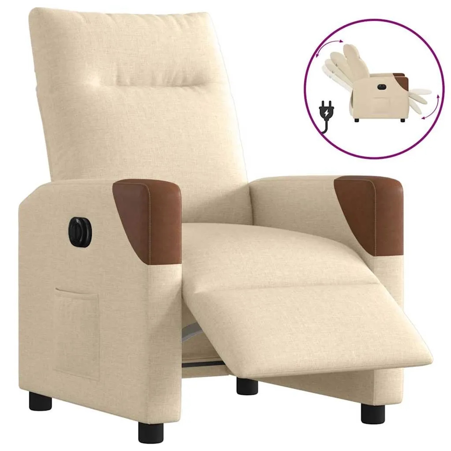vidaXL Relaxsessel Elektrisch Creme Stoff 3323994
