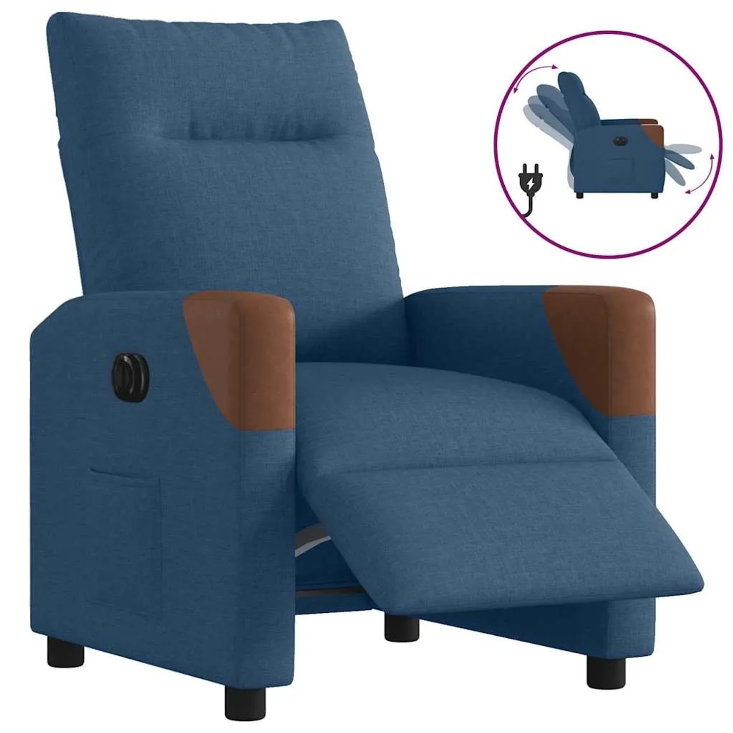 vidaXL Relaxsessel Elektrisch Blau Stoff 3323996