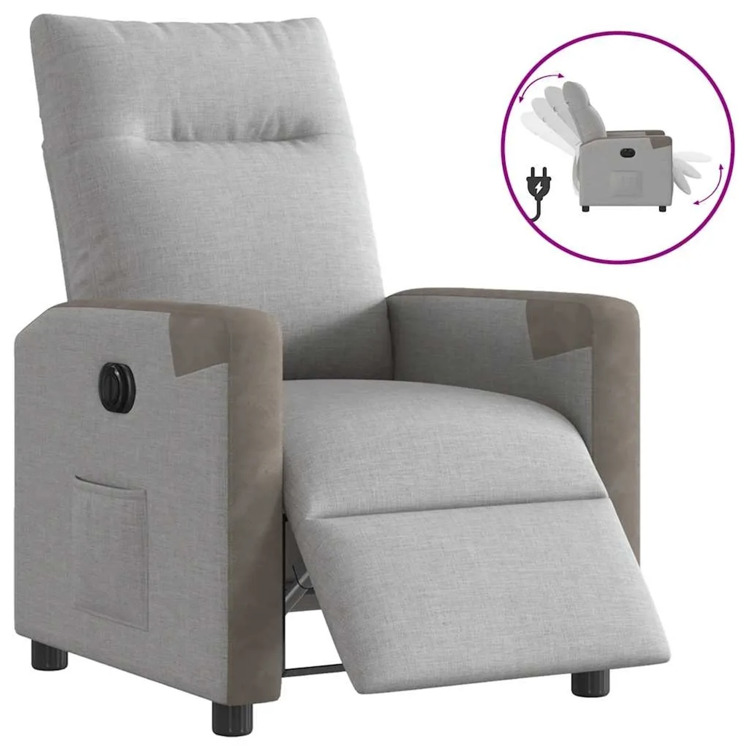 vidaXL Relaxsessel Elektrisch Wolkengrau Stoff 3324079