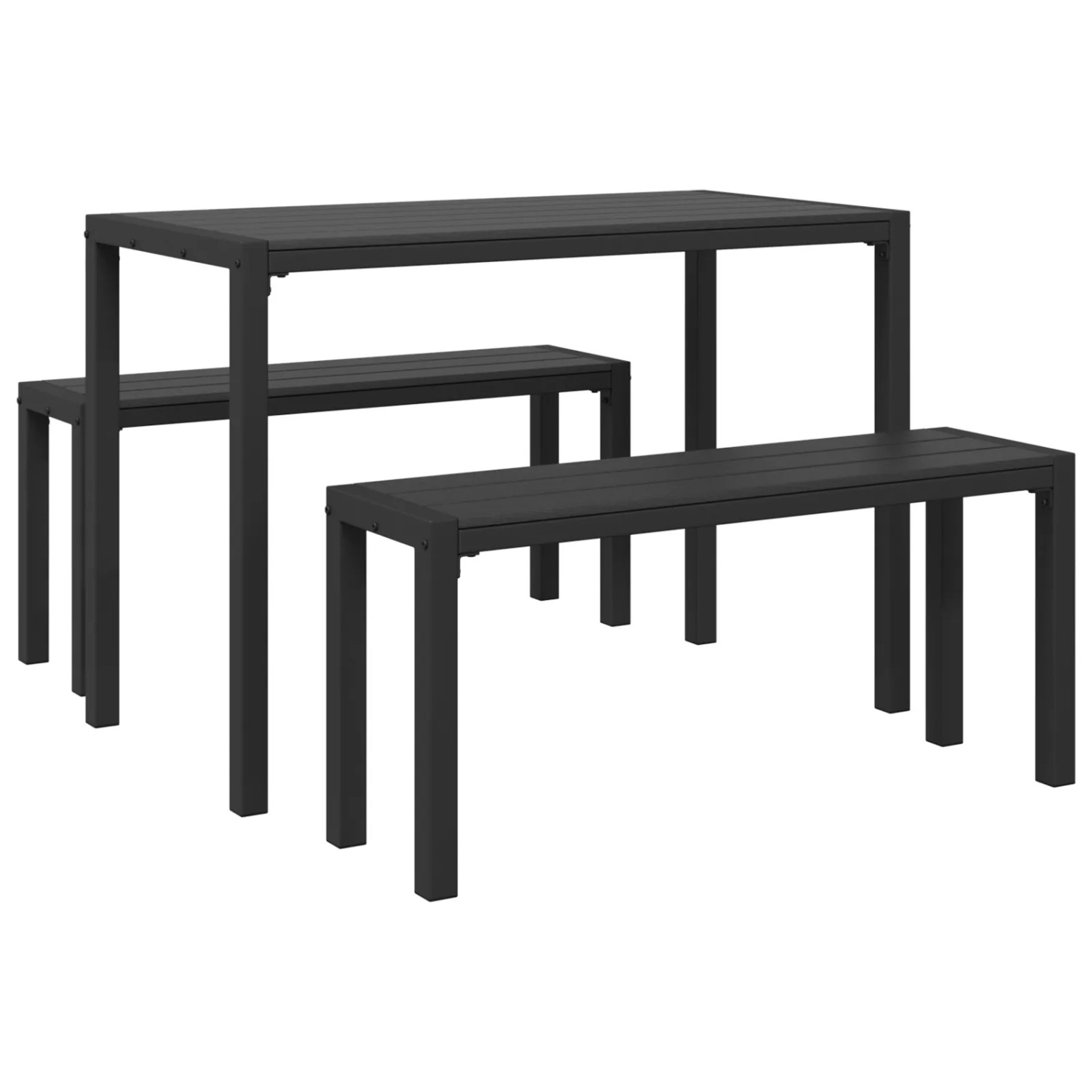 vidaXL 3-tlg Garten-Essgruppe Stahl und WPC Schwarz 42001769