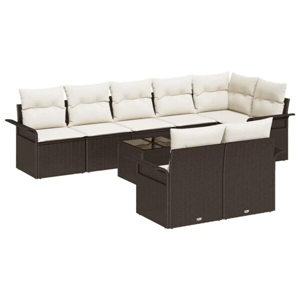 vidaXL 8-Teiliges Garten-Sofa-Set mit Kissen in Grau aus Poly Rattan 3345418