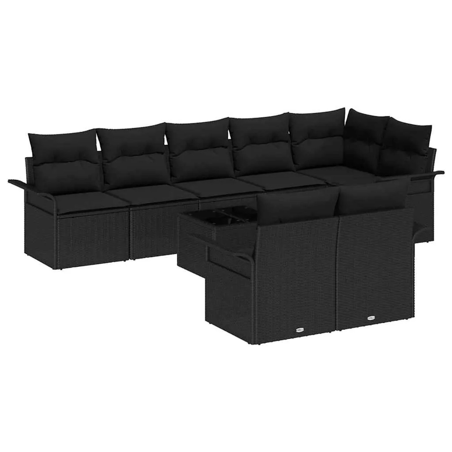 vidaXL 9-Teiliges Garten-Sofa-Set mit Kissen in Beige aus Poly Rattan 3345423
