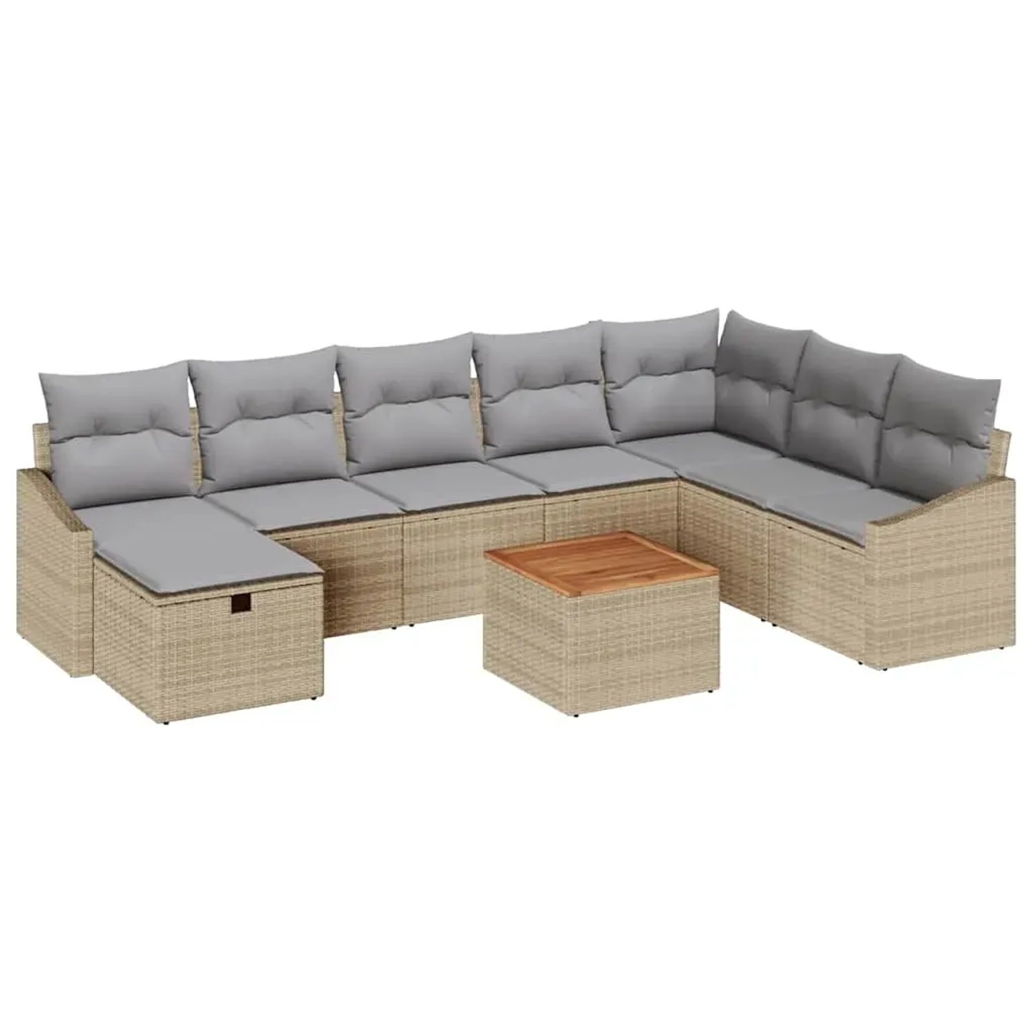 vidaXL 9-Teiliges Garten Sofa Set mit Kissen Beigem Poly Rattan 3359581