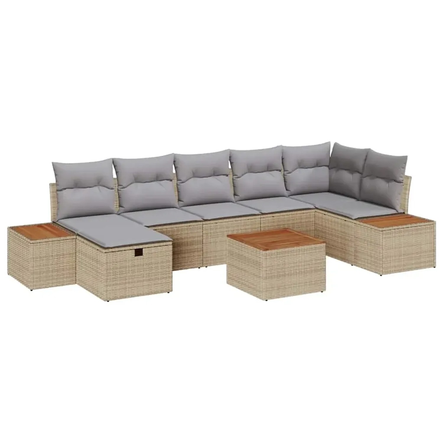 vidaXL 8-Teiliges Garten-Sofa-Set mit Kissen Beige Poly Rattan 3359647