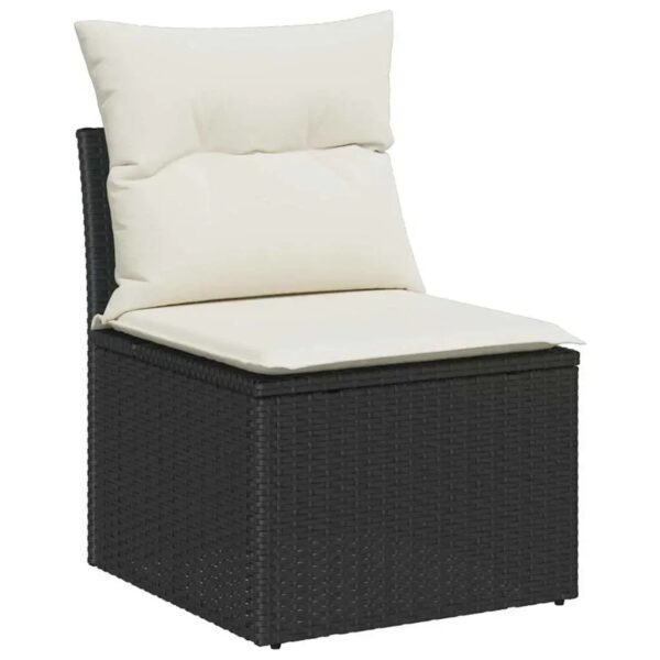 vidaXL 9-Teiliges Garten-Sofa-Set mit Kissen in Schwarz aus Poly Rattan und Akazie 3362930