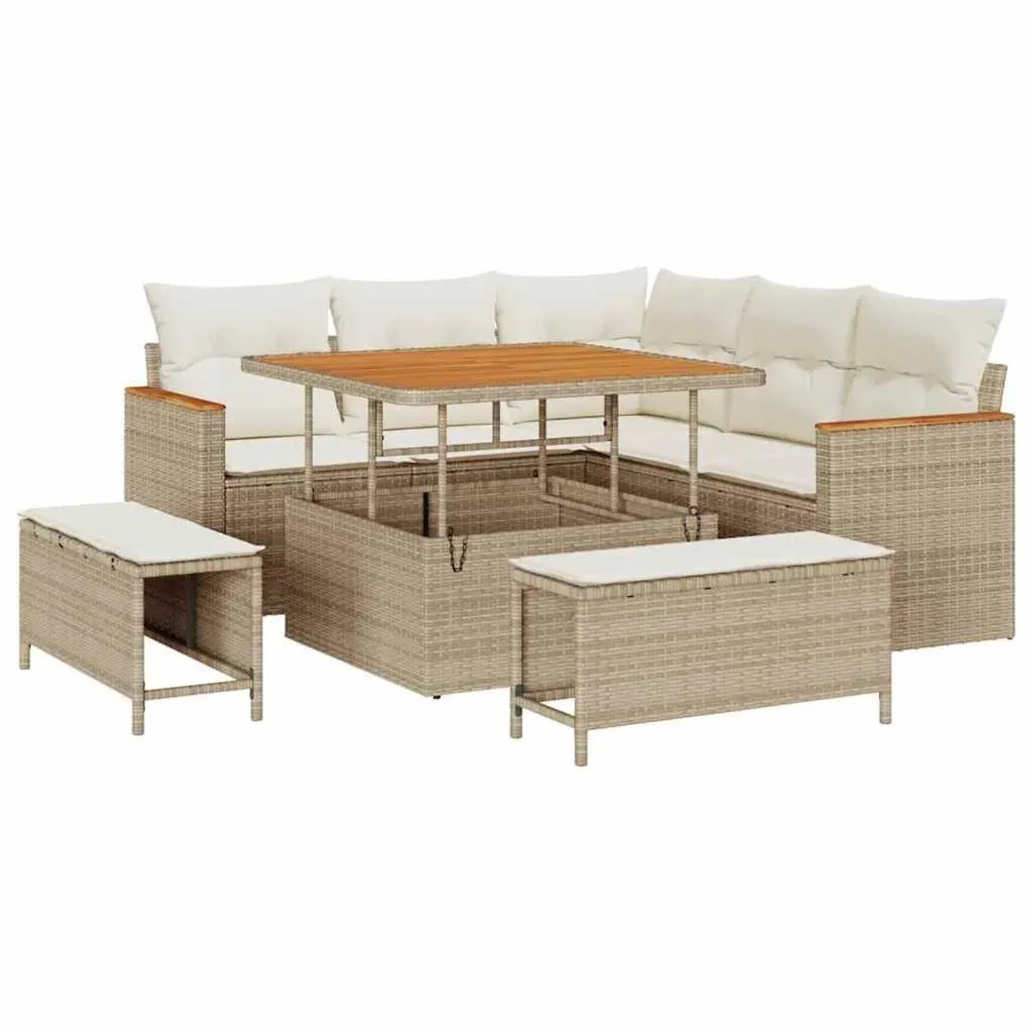vidaXL 8-Teiliges Garten-Sofa-Set mit Kissen in Beige 3363036