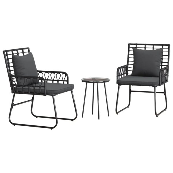 vidaXL Garten Essgruppe 3-Tlg Schwarz Anthrazit Poly Rattan Stahl 42010350