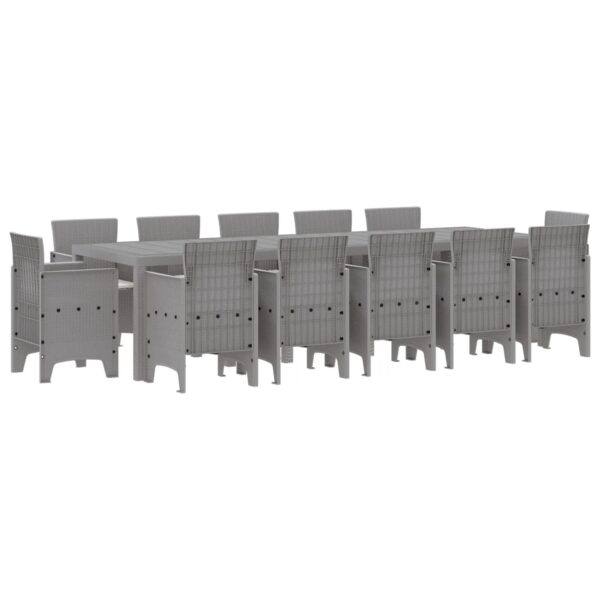 vidaXL Garten Essgruppe mit Kissen 13-Tlg Hellgrau Poly Rattan 3378629