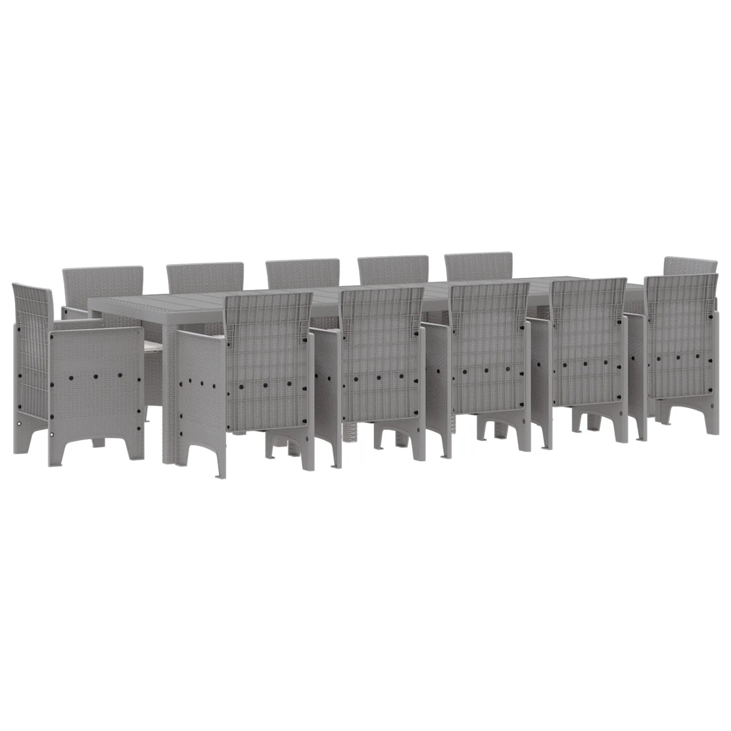 vidaXL Garten Essgruppe mit Kissen 13-Tlg Hellgrau Poly Rattan 3378629