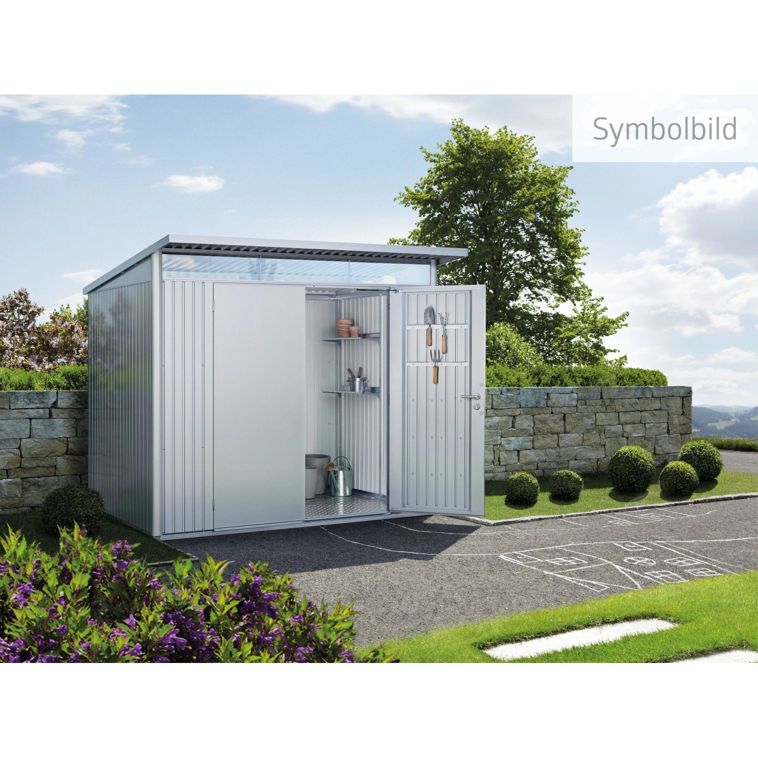 Biohort Metall-Gerätehaus AvantGarde Gr. A1 silber-metallic Standardtür