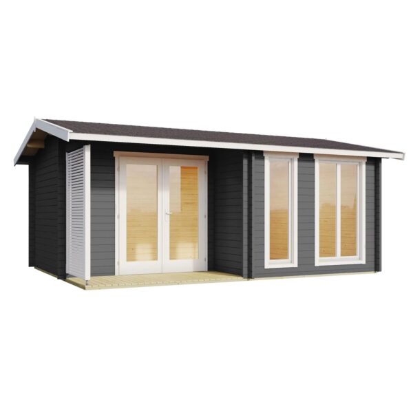 Lasita Holz-Gartenhaus Brighton 44 Satteldach Lasiert 520 cm x 370 cm
