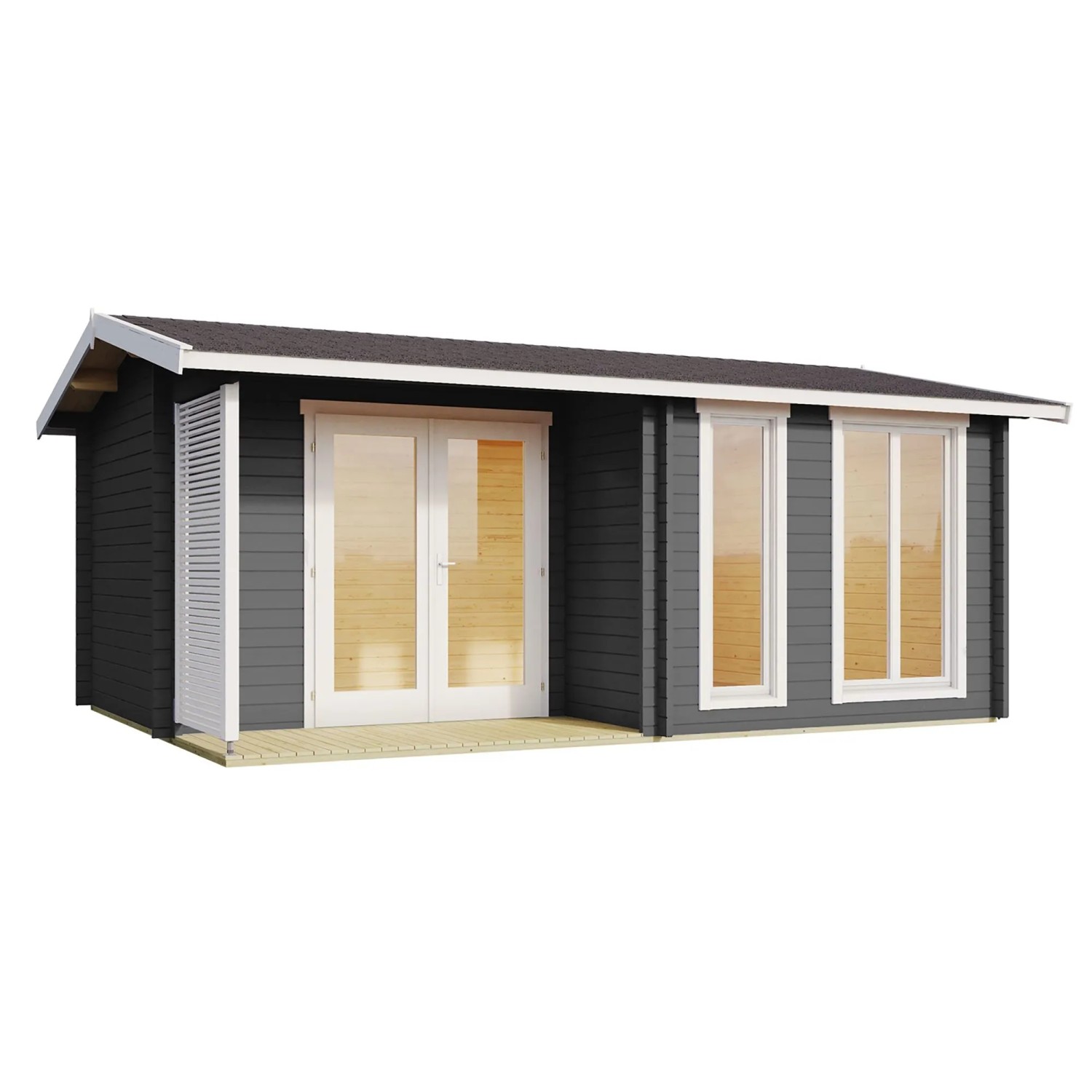 Lasita Holz-Gartenhaus Brighton 44 Satteldach Lasiert 520 cm x 370 cm