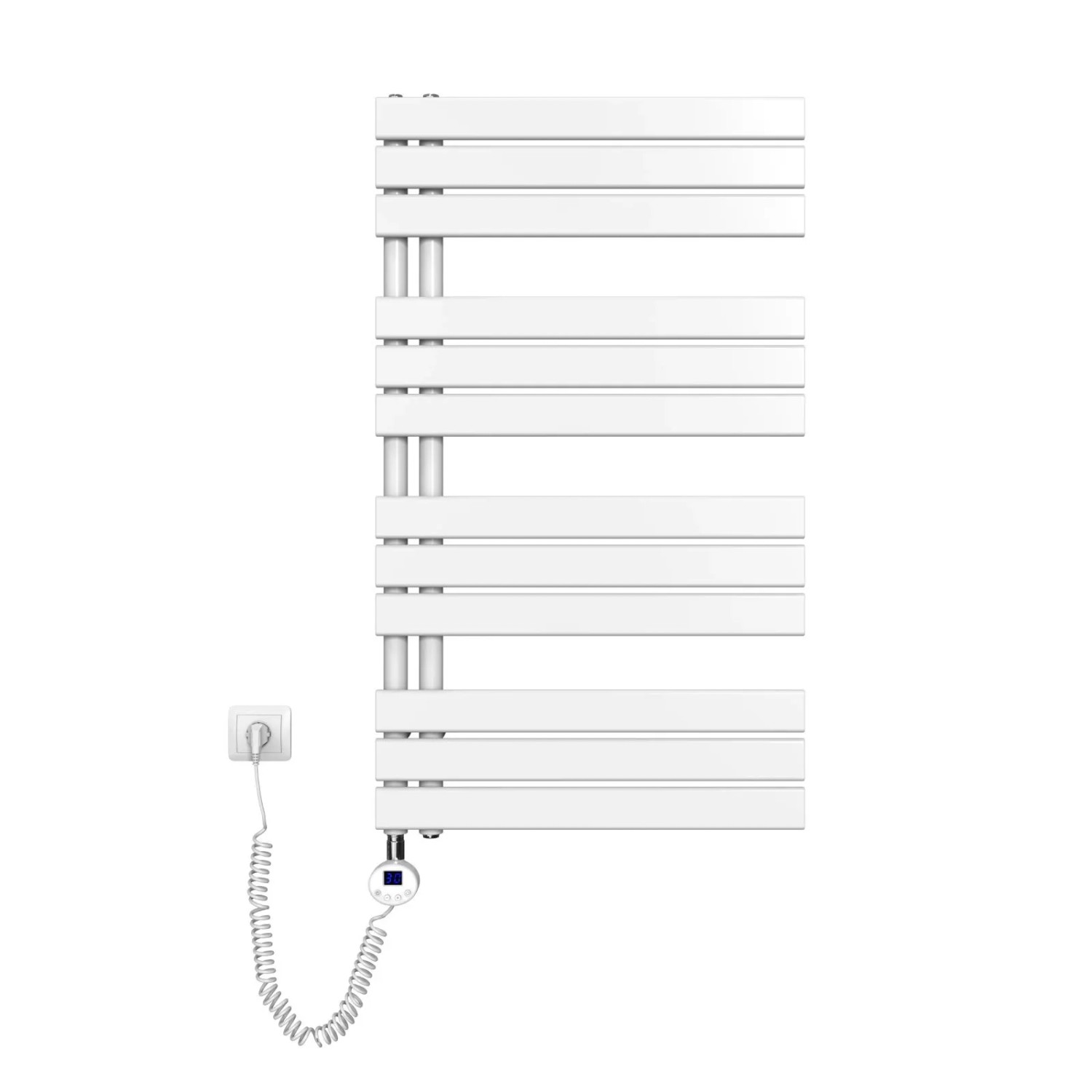 Emke Badheizkörper Elektrisch mit Thermostat und Timer für Handtuchwärmer 60x104cm 600W Weiß