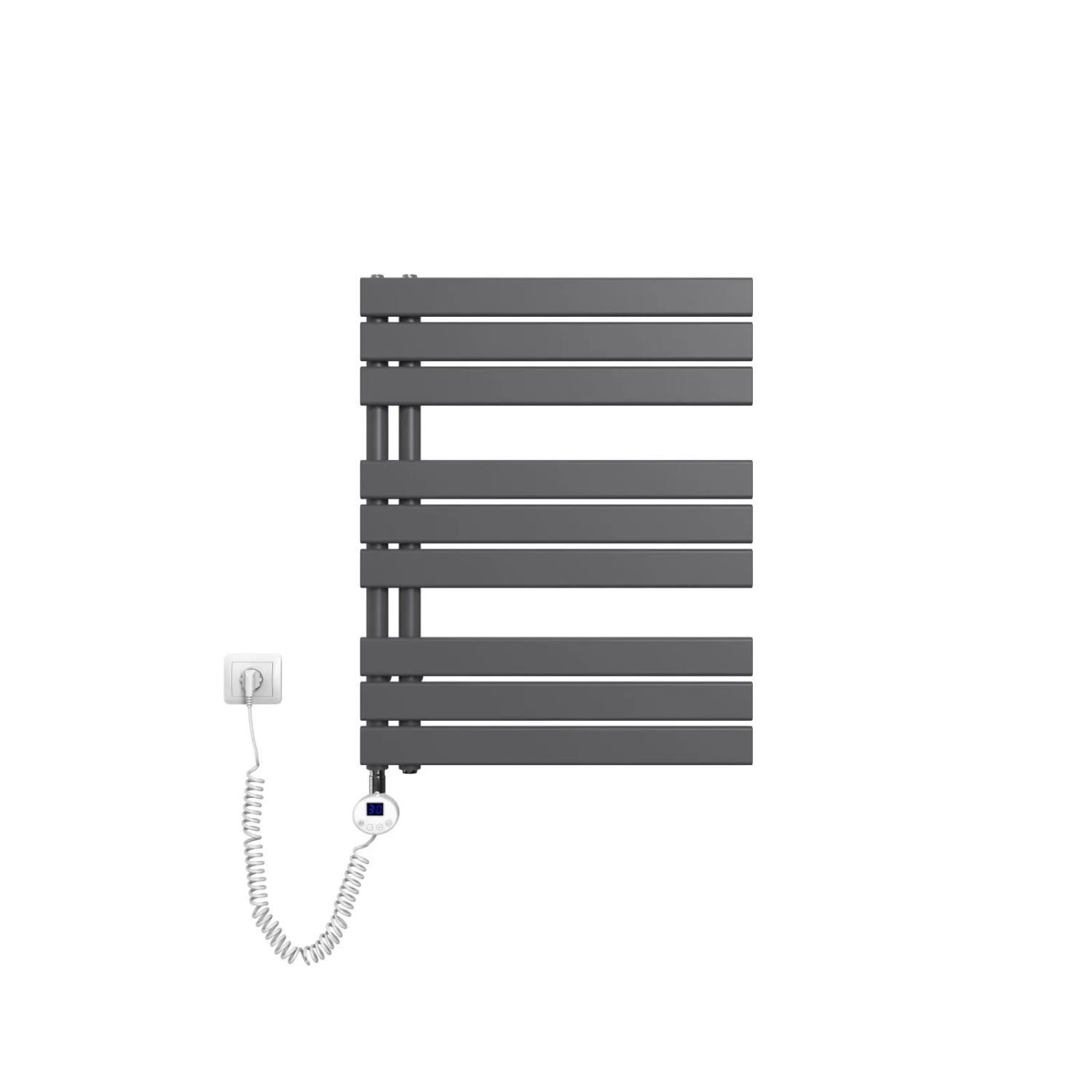 Emke Badheizkörper Elektrisch mit Thermostat und Timer für Handtuchwärmer 60x76cm 400W Anthrazit