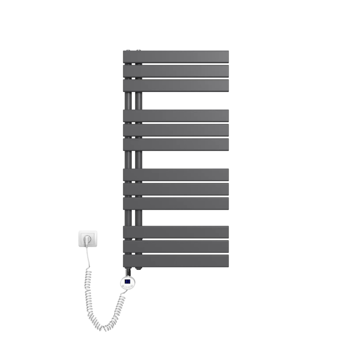 Emke Badheizkörper Elektrisch mit Thermostat und Timer für Handtuchwärmer 50x104cm 600W Anthrazit