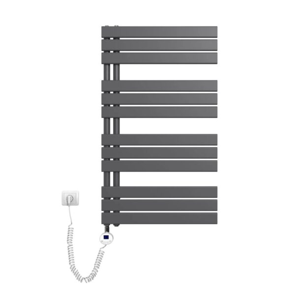 Emke Badheizkörper Elektrisch mit Thermostat und Timer für Handtuchwärmer 60x104cm 600W Anthrazit