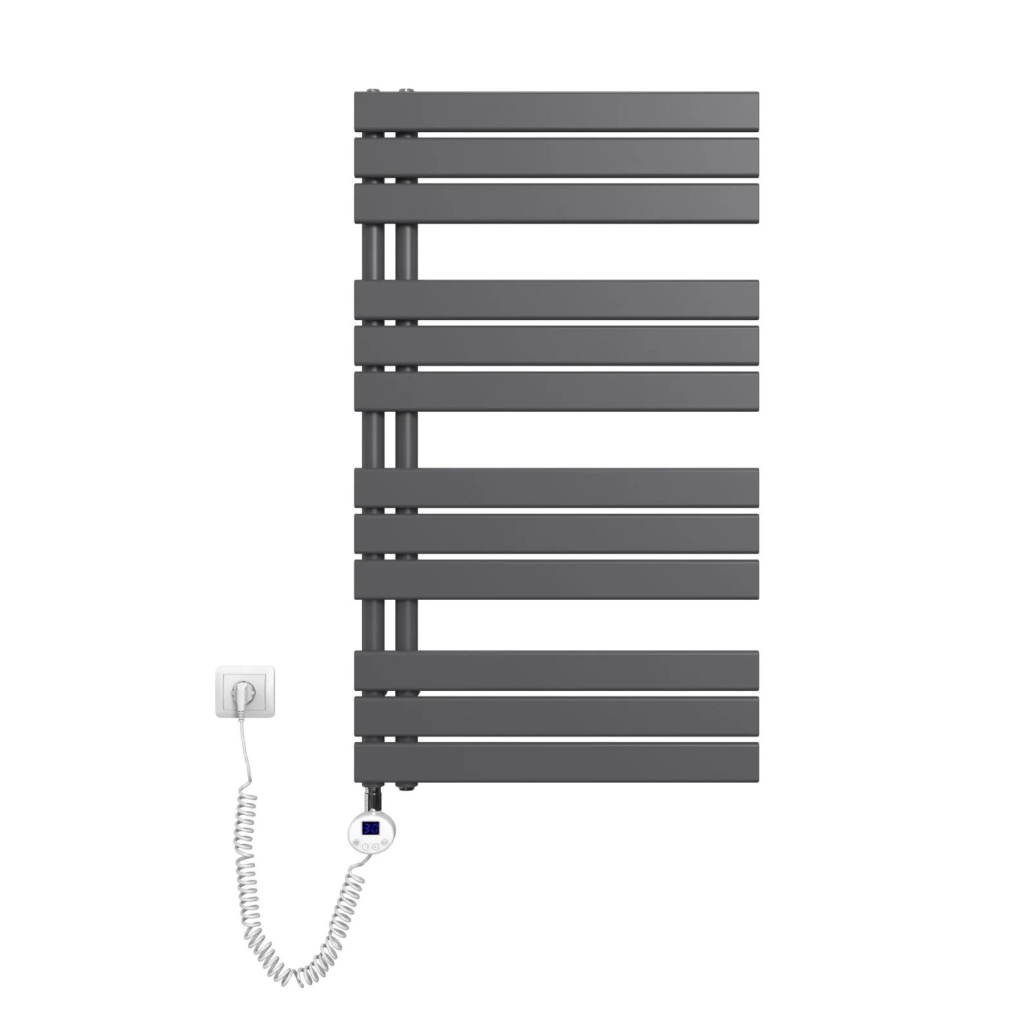 Emke Badheizkörper Elektrisch mit Thermostat und Timer für Handtuchwärmer 60x104cm 600W Anthrazit