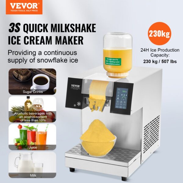 VEVOR Kommerzielle Schneeflocken-Eismaschine Schneeeisbereiter, Edelstahl-Eisrasierer – Bild 2