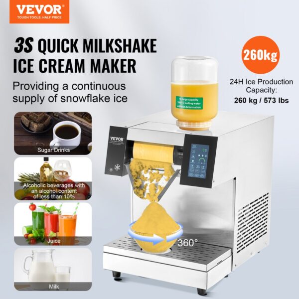 VEVOR Kommerzielle Schneeflocken-Eismaschine Schneeeisbereiter, 260 kg/24 hSchneeflocken-Eismaschine – Bild 2