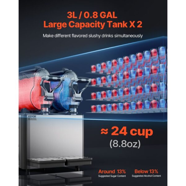 VEVOR kommerzielle Slusheis Maschine 3 L x 2 Doppeltank-Maschine für gefrorene Getränke – Bild 2