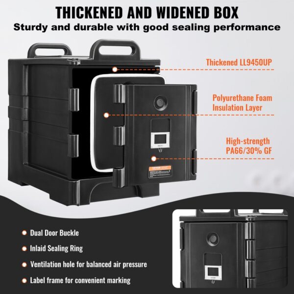 VEVOR Isolierter Speisenbehälterträger Warmhaltebox für Gastronomie 75 L x 2 – Bild 4