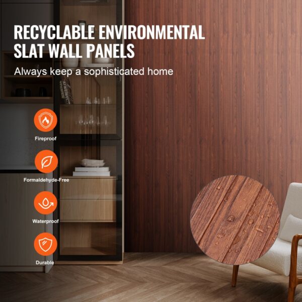 VEVOR Akustikpaneele 8er-Set, 2450 x 166 mm, WPC-Akzent-Wandpaneele aus Holz für moderne Innenwände – Bild 3