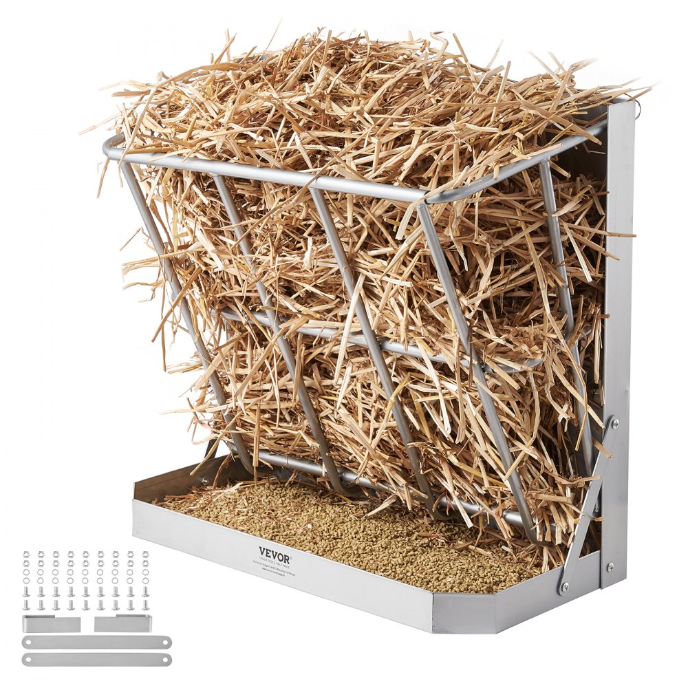VEVOR Heuraufe Vieh, 610 x 297 x 584 mm, 2-in-1-Futterautomat für Heu & Getreide