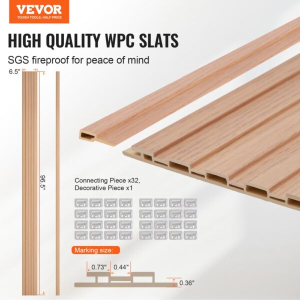 VEVOR Akustikpaneele, 2450 x 166mm, WPC-Akzent-Holzwandpaneele für moderne Innenwände, 8er-Set – Bild 2